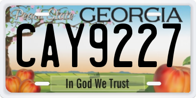 GA license plate CAY9227