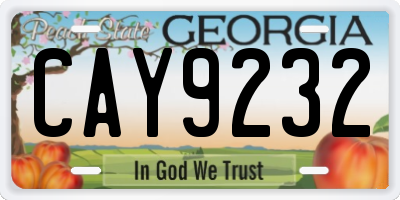 GA license plate CAY9232