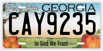 GA license plate CAY9235