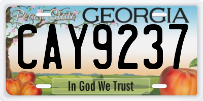 GA license plate CAY9237