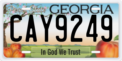 GA license plate CAY9249