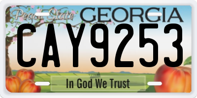 GA license plate CAY9253