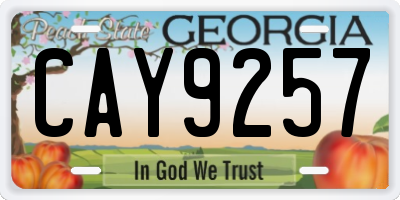 GA license plate CAY9257