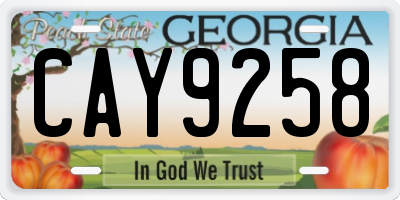 GA license plate CAY9258