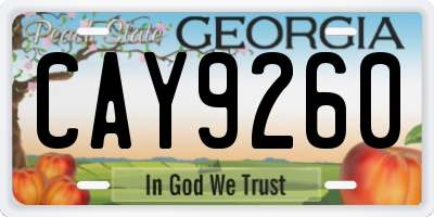 GA license plate CAY9260