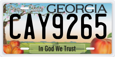 GA license plate CAY9265