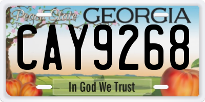 GA license plate CAY9268