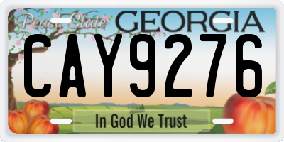 GA license plate CAY9276