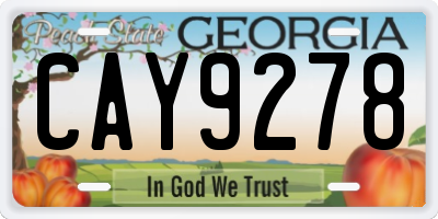 GA license plate CAY9278