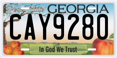 GA license plate CAY9280