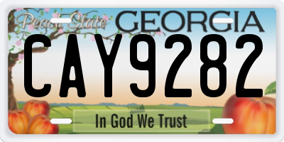 GA license plate CAY9282