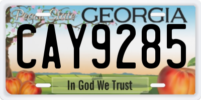 GA license plate CAY9285