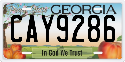 GA license plate CAY9286
