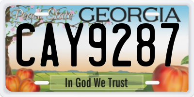 GA license plate CAY9287