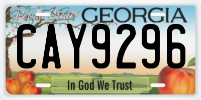 GA license plate CAY9296