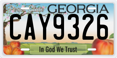 GA license plate CAY9326