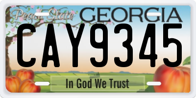 GA license plate CAY9345