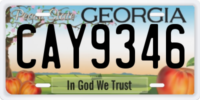 GA license plate CAY9346