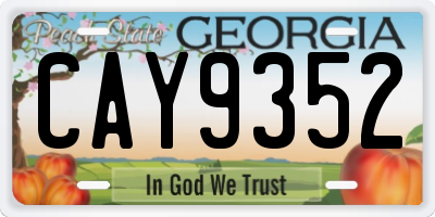 GA license plate CAY9352