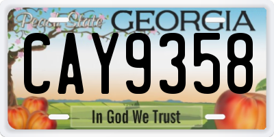 GA license plate CAY9358