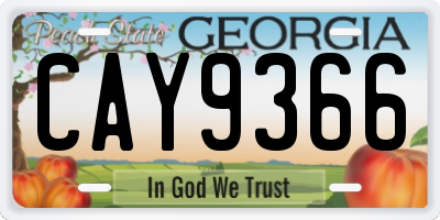 GA license plate CAY9366
