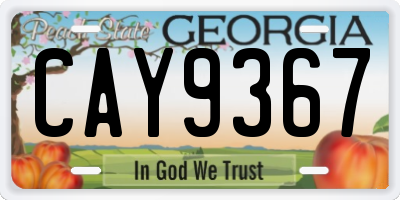 GA license plate CAY9367