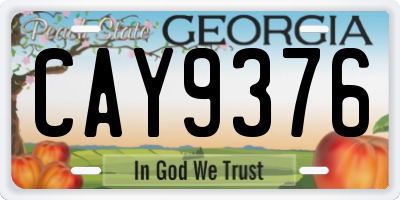 GA license plate CAY9376