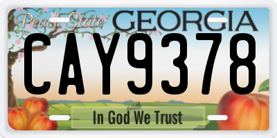 GA license plate CAY9378