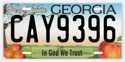 GA license plate CAY9396