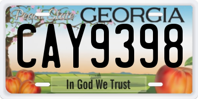 GA license plate CAY9398