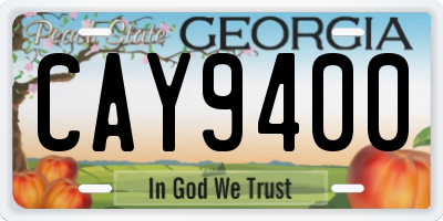 GA license plate CAY9400