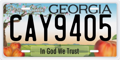 GA license plate CAY9405
