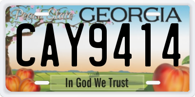 GA license plate CAY9414