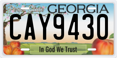 GA license plate CAY9430