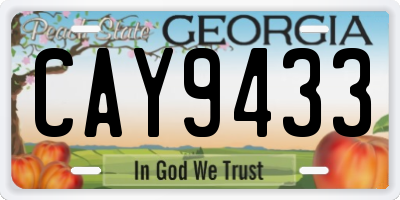 GA license plate CAY9433
