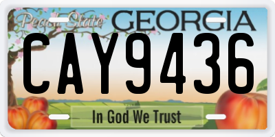 GA license plate CAY9436