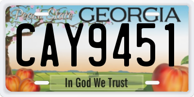 GA license plate CAY9451