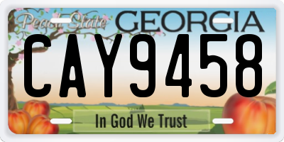 GA license plate CAY9458
