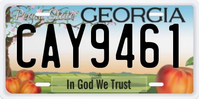 GA license plate CAY9461