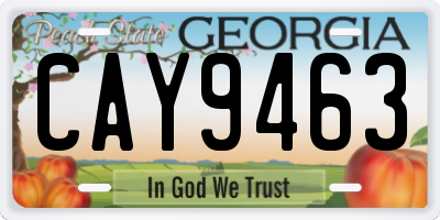 GA license plate CAY9463