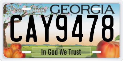 GA license plate CAY9478