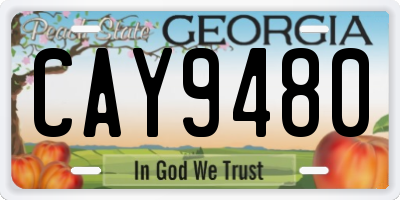 GA license plate CAY9480