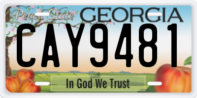 GA license plate CAY9481