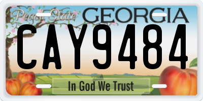 GA license plate CAY9484
