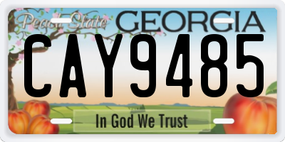 GA license plate CAY9485