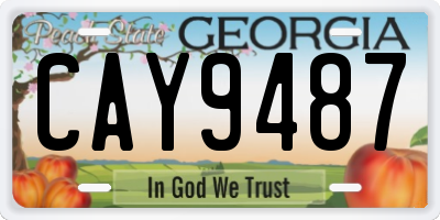 GA license plate CAY9487