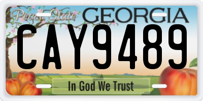 GA license plate CAY9489