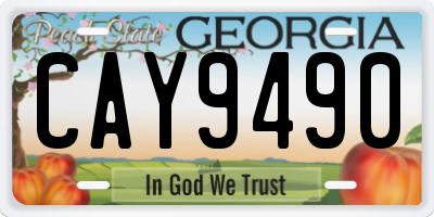 GA license plate CAY9490