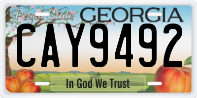GA license plate CAY9492
