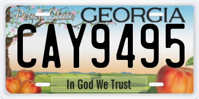 GA license plate CAY9495